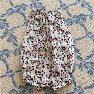 Makie Berry Print Baby Bubble Romper - White and Red